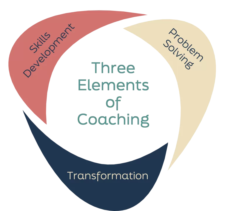 Diagram showing the three elements of coaching